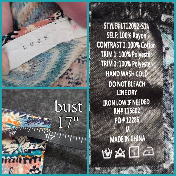 Lush Boho Patchwork Peplum Tank Scalloped Lace | Cottagecore Festival Magic M - Picture 7 of 8